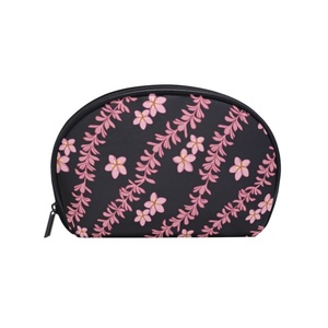Fashion Pink Leaves Flower Change Purse <b>Small</b> Travel Makeup Bag Zipper Pouch Mini Purse Storage Organizer Half Moon Cosmetic Bag - Product Image 1