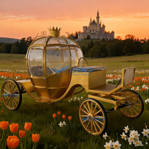 Chariot de balade électrique doré en forme de citrouille, sans chevaux, pour défilés et visites royales, modèle Cendrillon - Product Image 5