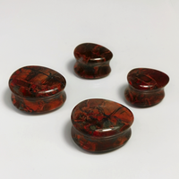 Bijoux de piercing pour oreilles en pierre naturelle jaspe breccié, forme goutte d'eau, dilatateurs, tunnels, écarteurs, boucles d'oreilles, cadeau tendance