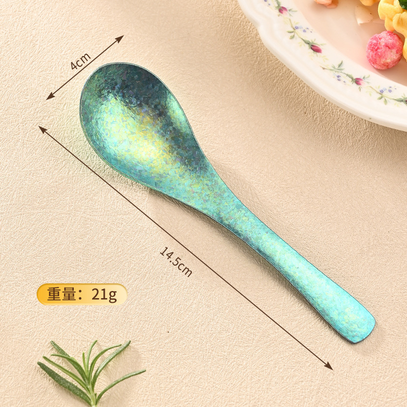 Pure titanium earl spoon small-crystal green