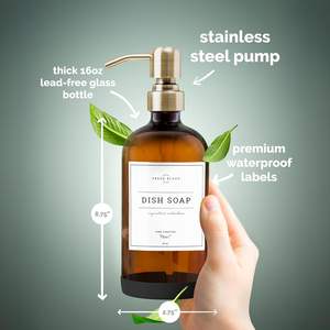 Dispenser di Sapone <span class=keywords><strong>in</strong></span> <span class=keywords><strong>Vetro</strong></span>, Set da 2, Design Moderno con Pompa <span class=keywords><strong>in</strong></span> Acciaio Inox, 470 ml, per Cucina e Bagno - Product Image 4