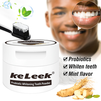 Poudre dentifrice blanchissante probiotique Keleek au ginseng Panax et hydroxyapatite, saveur menthe, sans fluorure, pour des dents plus éclatantes
