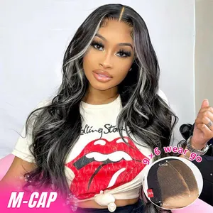 9x6 HD Lace Front Gray Colored Wigs Wear Go Glueless Silver Grey And Black Highlight Color 13x4 Lace Frontal Wig For Women