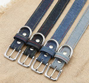 La formazione quotidiana delle vendite di fabbrica utilizza accessori in Denim resistente regolabili a colori misti per animali domestici collare per cani e gatti di lusso in stile Cowboy - Product Image 3