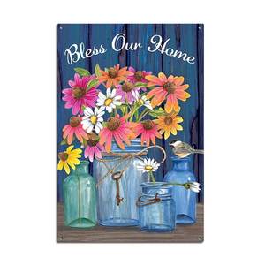 Décoration murale en fer forgé style vintage, motif thym frais dans un seau bleu, pour la maison, la <span class=keywords><strong>cuisine</strong></span>, le jardin, le balcon, décoration botanique - Product Image 5