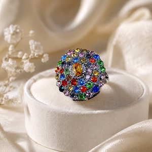 Anello Floreale Stellato per la Notte di Natale, Gioiello di Moda con Gemme Colorate per Donne - Product Image 4
