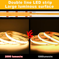 Bande lumineuse LED COB CE RoHS IP44 Ra80 8mm de largeur 220V 320LEDs 3000K/4000K/6500K Garantie 3 ans Contrôle vocal Flexible