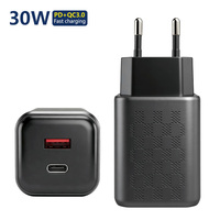 Chargeur mural rapide double port USB A+C 30W QC3.0 OTP avec prise EU pour Android et ordinateur portable - Vente en gros OEM