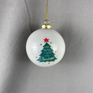 Boules <span class=keywords><strong>de</strong></span> <span class=keywords><strong>Noël</strong></span> en céramique personnalisées, brillantes et émaillées, blanches unies, pour la décoration <span class=keywords><strong>de</strong></span> l'arbre et <span class=keywords><strong>de</strong></span> la maison - Vente en gros - Product Image 6