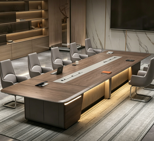 Table de conférence de luxe haut de gamme pour salle de réunion, grande table de réunion de bureau avec boîte d'alimentation intégrée, mobilier commercial moderne <span class=keywords><strong>sur</strong></span> mesure - Product Image 6