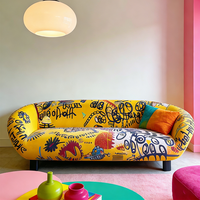 Canapé en tissu moderne avec graffitis, imprimé coloré, rembourré, pour salon, meubles de luxe pour appartement design