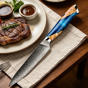 Couteau à steak en acier Damas forgé à 67 couches, haute dureté, couteau <span class=keywords><strong>de</strong></span> <span class=keywords><strong>table</strong></span> occidental tranchant pour restaurant et maison, manche ergonomique - Product Image 1