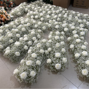 Rose blanche artificielle en gros de haute qualité et chemin de table de fleur de souffle de bébés avec le poteau gris pour le mariage et la décoration - Product Image 4