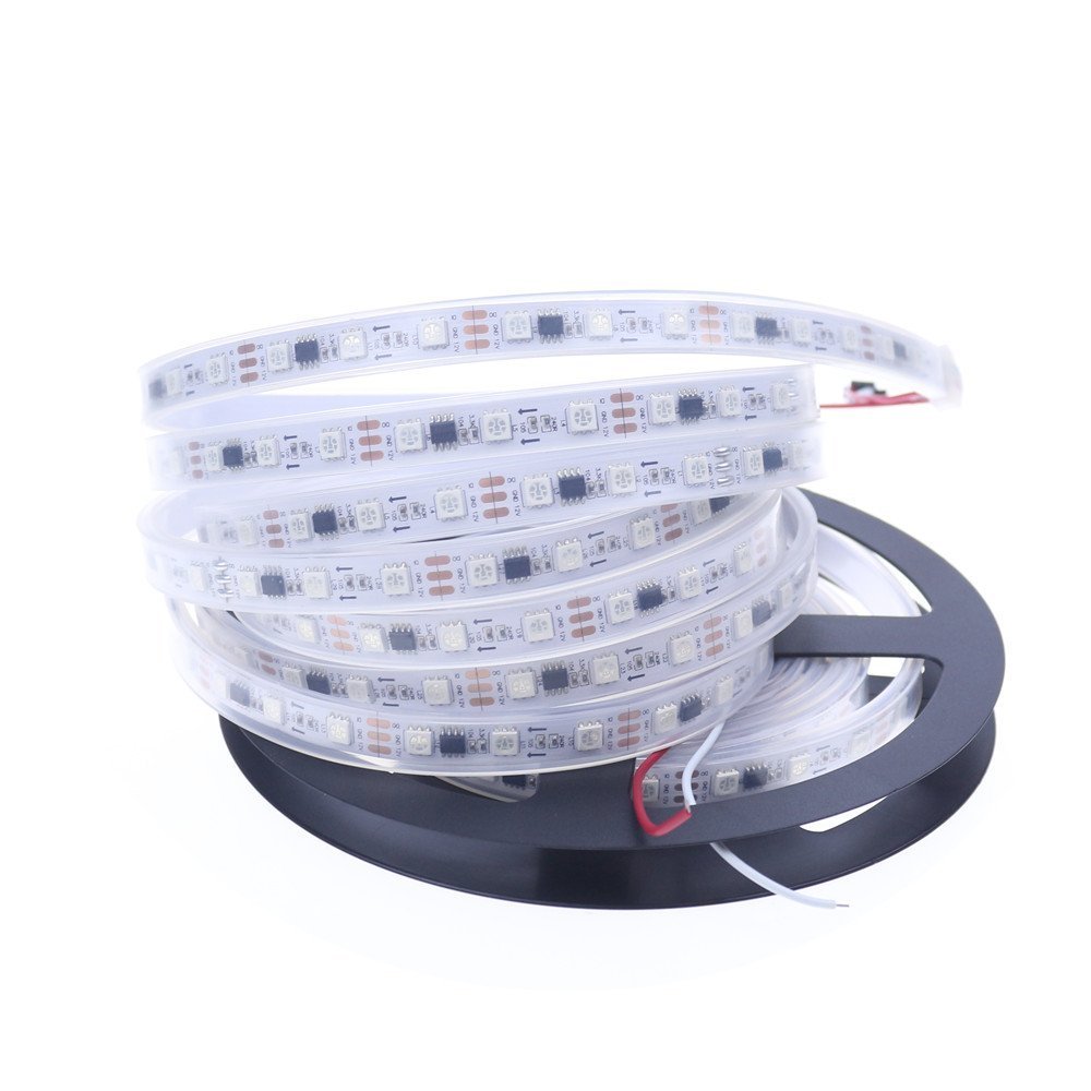 16.4ft WS2811 LED Rope Digital Light, LED Strip Pixel Strings DC 12V 5m/roll 300LEDs 100ICs 5050 RGB Color, Programmable Address