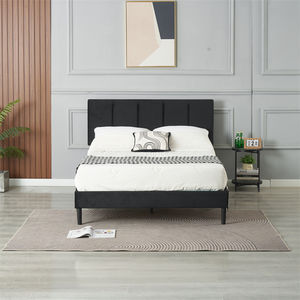 <span class=keywords><strong>Lit</strong></span> en bois massif avec rembourrage épais, design moderne, vente directe, meubles de chambre à coucher de villa, sans ressort, revêtement en velours <span class=keywords><strong>gris</strong></span> - Product Image 6