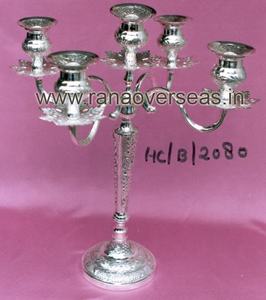 <b>Brass</b> <b>Candle</b> <b>Sticks</b> 5 Arm Candelabra in Silver Plated for Party Event Wedding & Home Decor - Product Image 2