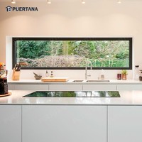 Fenêtre panoramique en aluminium mince et étroite, longue et haute, du sol au plafond, non ouvrante, pour escalier