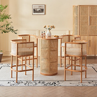 Chaises de salle à manger en rotin naturel, chaise de loisirs bohème moderne pour salon, meubles d'extérieur pour la maison, chaise de salle à manger en bois de teck, tabourets de bar