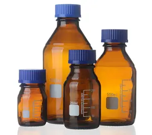 Fanen Groothandel 1000Ml Amber Chemie Glazen Media Fles Voor Laboratorium Luchtdichte Schroefdop Borosilicaat Reagens Fles