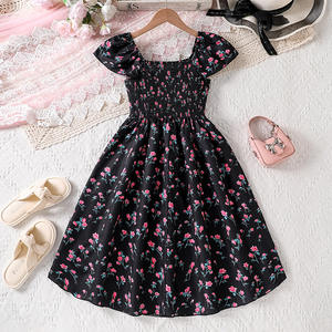 Abito Estivo 2026 per Ragazze Adolescenti, Nero con Stampa Floreale e Maniche a Sbuffo, Morbido e Carino - Product Image 2