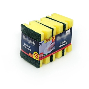 Éponge de nettoyage de cuisine double face, éponges à vaisselle, tampons à récurer, éponge jaune et verte, brosse de nettoyage de cuisine - Product Image 2
