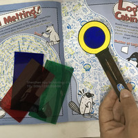 Carte d'identification à lumière polarisée rouge, bleue, verte, explorer, révéler la loupe, carte de décodage, lentille