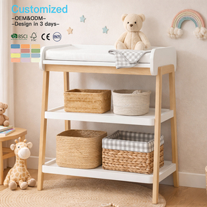 EDULAND OEM ODM CPC CE Fasciatoio a 3 Livelli in Legno per Neonati, Tavolo Cambio Pannolini per Bagno, Mobile Contenitore in Legno per Bambini - Product Image 3