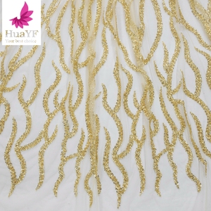 Gran oferta, encaje con cuentas 3D de oro amarillo africano con lentejuelas brillantes, venta al por mayor, tela de vestido de encaje bordado para Aso Ebi - Product Image 5