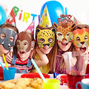 ชุดหน้ากากรูปสัตว์อุปกรณ์กระดาษพลาสติกสำหรับใช้ในงานปาร์ตี้ชุดปาร์ตี้งานวันเกิดสำหรับสวนสัตว์บ้านไร่ซาฟารีป่าธีมป่าปาร์ตี้วันฮาโลวีน - Product Image 5