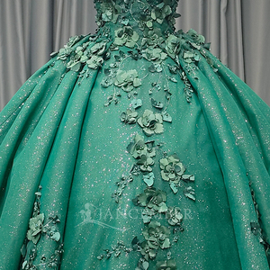 Vestido de Gala Moderno Verde Esmeralda Lsany197, Talla Grande, con Lentejuelas y Cristales, con Cordones, Estilo Natural para Quinceañera, <span class=keywords><strong>Servicio</strong></span> OEM Jancember - Product Image 2