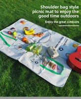 Tapis de pique-nique portable et épais, résistant à l'humidité, pour excursions, camping et voyages, avec design de sac à main à fermeture éclair