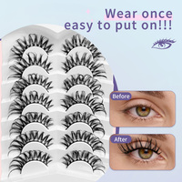 Faux cils en bande D Curl Volume Cross Strip, effet maquillage œil de renard/œil de démon, longueur 10-20mm, bande 35mm, spectaculaires, 7 paires