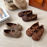 Chaussures pour filles de style princesse, style coréen, en cuir artificiel mat, à fermeture velcro, motif à pois, semelles souples
