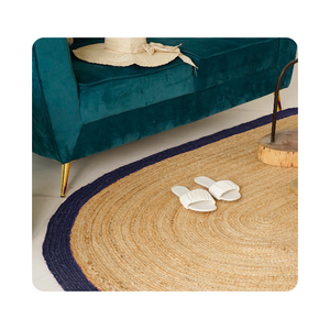 Alfombra de yute trenzada hecha a mano, azul marino, multicolor, diseño personalizado, forma moderna, antideslizante, resistente a las manchas, pila baja, tamaños personalizados - Product Image 3