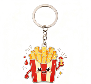Llavero de Metal Esmaltado Personalizado con Diseño de Papas Fritas, Anillo para Llaves con Forma de Comida de Dibujos Animados, Regalo de Recuerdo de Aleación de Zinc con Logotipo - Product Image 4