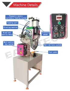 Tam otomatik çift kafa pnömatik grommet ilik perde delme ayakkabı eyeleting makineleri