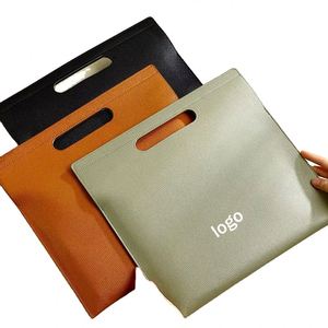 Promotion Custom Logo Large Capacity Leather Briefcase Waterproof Litchi Pattern Portable <b>Office</b> File Customized Business <b>Gift</b> - Product Image 1