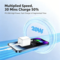 Chargeur rapide GaN transparent 20W, design mini cube de glace, protection OTP, PD pour 16/15 Pro/14 MacBook