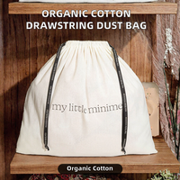 Sac à chaussures en sergé de coton biologique avec cordon de serrage, imprimé logo personnalisé, réutilisable, résistant à l'eau, portable, pour printemps-été