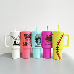 Entrepôt USA China H3.0 de 40oz gobelets en acier inoxydable de couleur vive <span class=keywords><strong>avec</strong></span> <span class=keywords><strong>couvercle</strong></span> <span class=keywords><strong>plat</strong></span> et poignée - Product Image 2