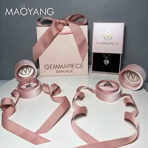Tùy chỉnh đồ trang sức bao bì hộp Quà tặng đám cưới thời trang phong cách bông tai vòng Nhung hộp đồ trang sức màu hồng Giấy hộp đồ trang sức với túi - Product Image 2