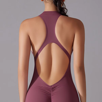 Combinaison de yoga une pièce sexy et respirante pour le sport, avec fermeture éclair et sans manches, pour le fitness et le remodelage corporel