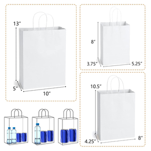 Sacchetto <span class=keywords><strong>di</strong></span> Carta Kraft Riciclabile Personalizzato con Logo Stampato per Asporto, Spesa e Imballaggio, Disponibile in Marrone e Bianco - Product Image 2