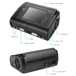 Caricabatterie Elettrico HTRC T400 Pro Duo DC 400W AC 200W 12AX2, Scaricatore RC per <span class=keywords><strong>Batterie</strong></span> LIHV, Li-Ion, NICD, <span class=keywords><strong>NIMH</strong></span>, PB, Lipo, OVP - Product Image 2