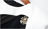 Robe de soirée élégante à taille haute de style estival FMY65261 en noir et blanc contrastés, robe longue pour femmes