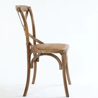 Chaise de salle à manger rustique vintage en bois courbé à dossier croisé, empilable, design en bois pour restaurant, villa, salon, atelier - dossier croisé
