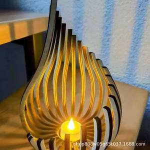 Wooden Candle Holder Tapered Shape Solid Wood Home Decoration Cup Shaped Candle Stand For Tabletop Use - Product Image 2