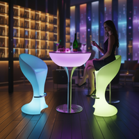 Vente en usine de tables de bar LED éclairées par LED tables de pied en acier inoxydable en métal