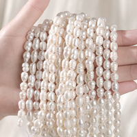 JD GEMS Perles de Riz Naturelles Blanches d'Eau Douce de Haute Qualité, Forme Filetée, 4-8mm, pour Grossiste et Détaillant