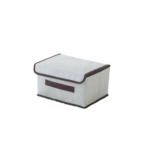 Clothing Organizer <b>Storage</b> <b>Box</b> Rectangle Foldable With Lid For Wardrobe Closet Apricot Blue Stripes Pattern - Product Image 5